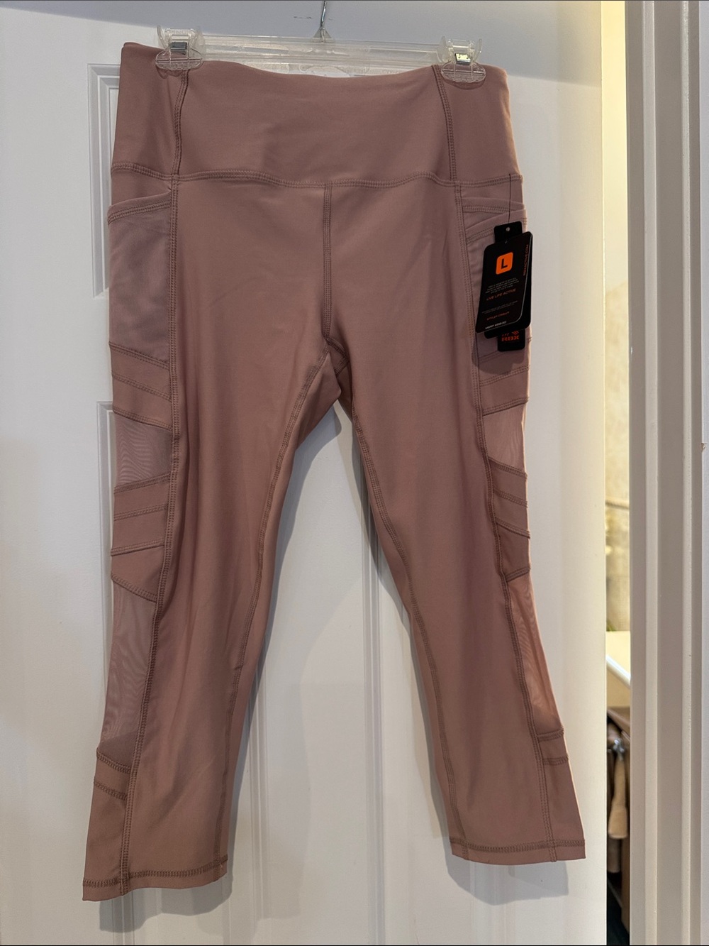RBX Rose Mauve High-Waist Cargo Pocket Cropped Leggings